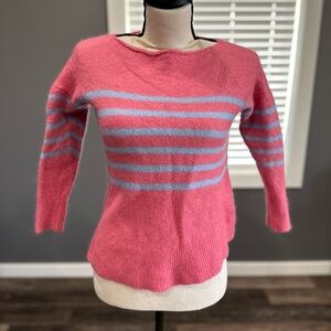 Vineyard Vines Alpaca Wool Sweater Medium Knit Pink Striped Boat Neck Women